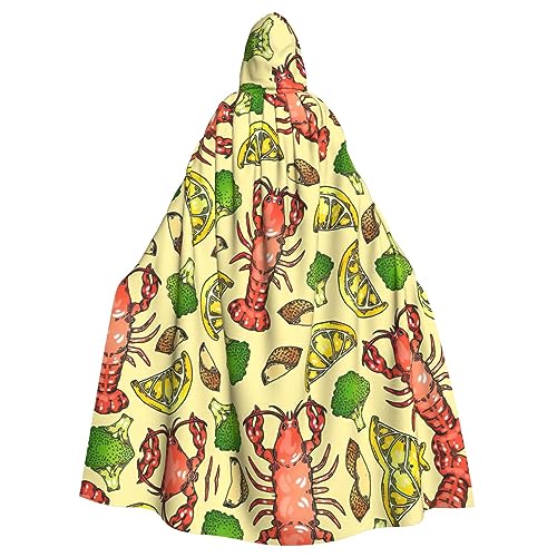 IPPONGET Hummer und Zitronen-Druck, Unisex, volle Länge, mit Kapuze, gruseliges Halloween-Kostüm, Zubehör, mittelalterlicher Hexen-Vampir IPPONGET Hummer und Zitronen-Druck, Unisex, volle Länge, mit Kapuze, gruseliges Halloween-Kostüm, Zubehör, mittelalterlicher Hexen-Vampir von IPPONGET