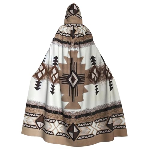 IPPONGET Indianer-Druck, Unisex, volle Länge, mit Kapuze, gruseliges Halloween-Kostüm, Zubehör, Mittelalter-Hexe, Vampir von IPPONGET