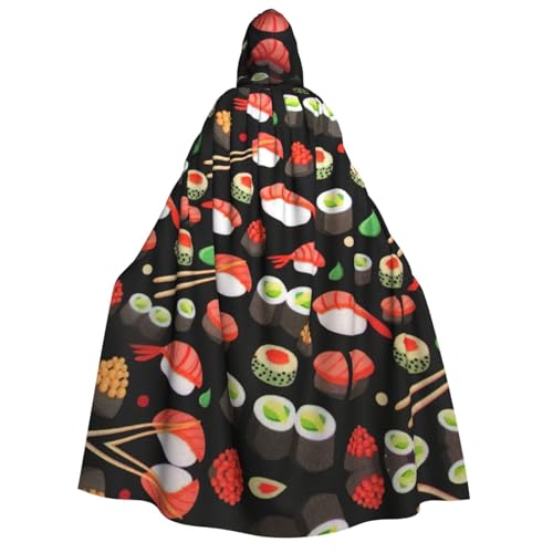 IPPONGET Japanischer Sushi-Garnelen-Druck, Unisex, Kapuzenumhang für Erwachsene, für Halloween, Cosplay, Renaissance-Messen von IPPONGET
