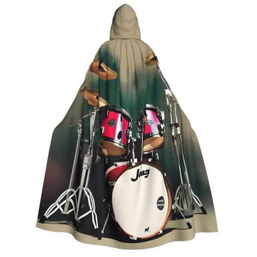 IPPONGET Jazz Drum Print Unisex Kapuzenumhang für Erwachsene für Halloween Cosplay Renaissance Messen mit Kapuze von IPPONGET