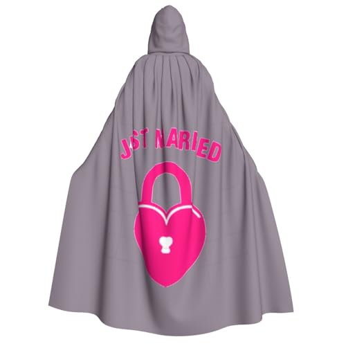 IPPONGET Just Married Unisex Kapuzenumhang für Erwachsene für Halloween Cosplay Renaissance Messen mit Kapuze von IPPONGET