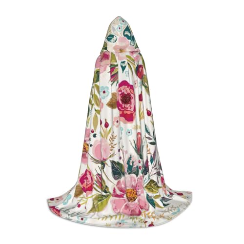 IPPONGET Kapuzenumhang mit Blumenblatt-Druck, Karneval, Mottoparty, Dekoration, Vampir, Rollenspiel, Gothic, Cosplay von IPPONGET