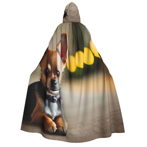 IPPONGET Kapuzenumhang mit Chihuahua-Hund 1 Aufdruck, für Cosplay, Maskerade, Bühnenauftritte, Veranstaltungen, Fiesta-Umhang von IPPONGET