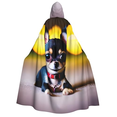 IPPONGET Kapuzenumhang mit Chihuahua-Hundeaufdruck, für Cosplay, Maskerade, Bühnenauftritte, Veranstaltungen, Fiesta-Umhang von IPPONGET