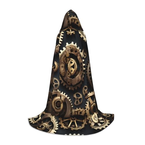 IPPONGET Kapuzenumhang mit Steampunk-Zahnrädern, Karneval, Mottoparty, Dekoration, Vampir, Rollenspiel, Gothic, Cosplay von IPPONGET