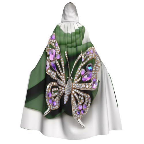 IPPONGET Kapuzenumhang mit Strass-Schmetterlings-Aufdruck, für Erwachsene, Cosplay, Maskerade, Bühnenauftritte, Events, Fiesta-Umhang IPPONGET Kapuzenumhang mit Strass-Schmetterlings-Aufdruck, für Erwachsene, Cosplay, Maskerade, Bühnenauftritte, Events, Fiesta-Umhang von IPPONGET