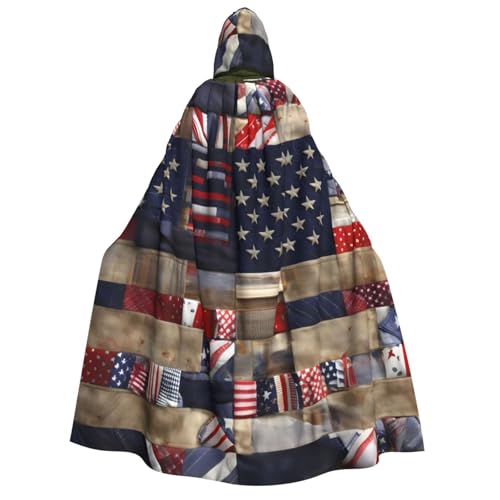 IPPONGET Kapuzenumhang mit amerikanischer Flagge, Patchwork-Druck, für Erwachsene, Cosplay, Maskerade, Bühnenauftritte, Events, Fiesta-Umhang IPPONGET Kapuzenumhang mit amerikanischer Flagge, Patchwork-Druck, für Erwachsene, Cosplay, Maskerade, Bühnenauftritte, Events, Fiesta-Umhang von IPPONGET