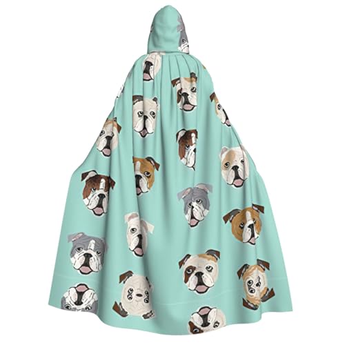 IPPONGET Kapuzenumhang mit englischer Bulldogge, Unisex, für Erwachsene, Halloween, Cosplay, Renaissance-Messen von IPPONGET