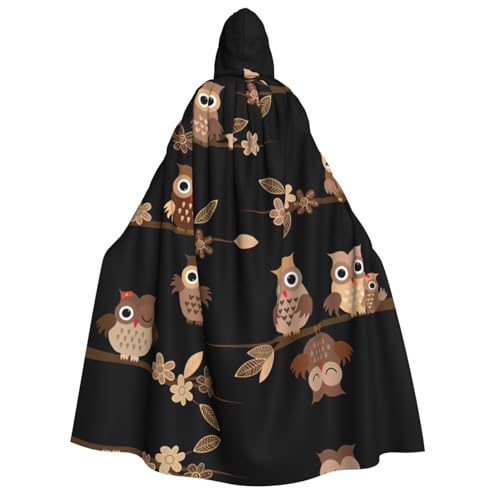 IPPONGET Kapuzenumhang mit niedlichem braunem Cartoon-Eulen-Druck, Unisex, für Erwachsene, für Halloween, Cosplay, Renaissance-Messen IPPONGET Kapuzenumhang mit niedlichem braunem Cartoon-Eulen-Druck, Unisex, für Erwachsene, für Halloween, Cosplay, Renaissance-Messen von IPPONGET