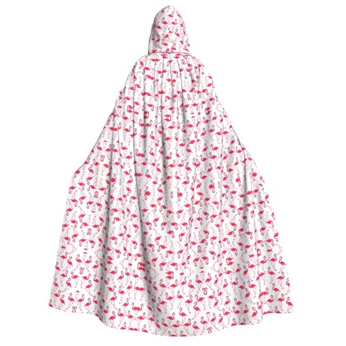 IPPONGET Kapuzenumhang mit pinkem Flamingo-Muster, Unisex, für Erwachsene, für Halloween, Cosplay, Renaissance-Messen von IPPONGET