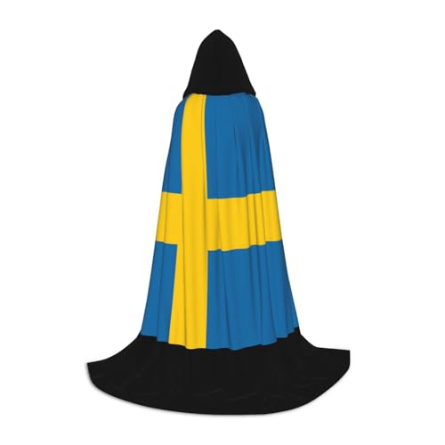 IPPONGET Kapuzenumhang mit schwedischer Flagge, Karneval, Mottoparty, Dekoration, Vampir, Rollenspiel, Gothic, Cosplay von IPPONGET