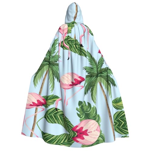 IPPONGET Kapuzenumhang mit tropischem Flamingodruck, Unisex, für Erwachsene, für Halloween, Cosplay, Renaissance-Messen von IPPONGET