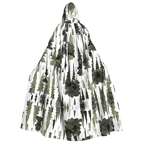 IPPONGET Kapuzenumhang mit weißen Bäumen, Camouflage-Muster, Unisex, für Erwachsene, für Halloween, Cosplay, Renaissance-Messen von IPPONGET