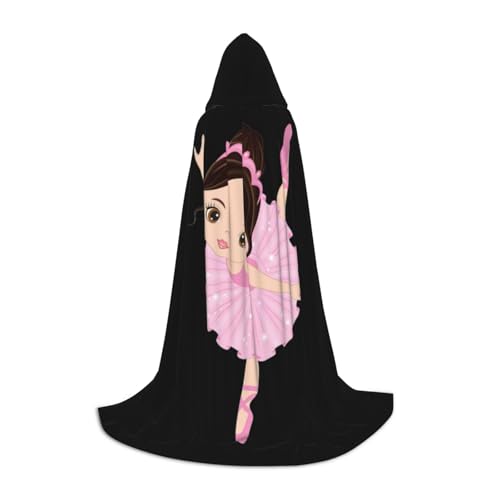 IPPONGET Kleine Ballerina tanzende Mädchen Druck Mantel mit Kapuze Karneval Themenparty Dekorationen Vampir Rollenspiel gotische Cosplay von IPPONGET