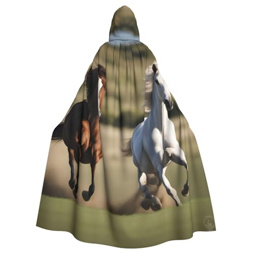 IPPONGET Laufende Pferde Druck, Unisex, volle Länge, mit Kapuze, gruseliges Halloween-Kostüm, Zubehör, mittelalterliche Hexe, Vampir IPPONGET Laufende Pferde Druck, Unisex, volle Länge, mit Kapuze, gruseliges Halloween-Kostüm, Zubehör, mittelalterliche Hexe, Vampir von IPPONGET