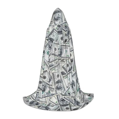IPPONGET Lustiger Dollar-Geldaufdruck, Kapuzenumhang, Karneval, Mottoparty, Dekoration, Vampir, Rollenspiel, Gothic, Cosplay von IPPONGET