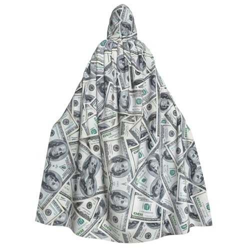 IPPONGET Lustiger Dollar-Gelddruck, Unisex, Kapuzenumhang für Erwachsene, für Halloween, Cosplay, Renaissance-Messen von IPPONGET