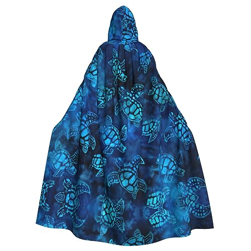 IPPONGET Meerschildkröte, blau, Unisex, volle Länge, mit Kapuze, gruseliges Halloween-Kostüm, Zubehör, mittelalterlicher Hexen-Vampir von IPPONGET