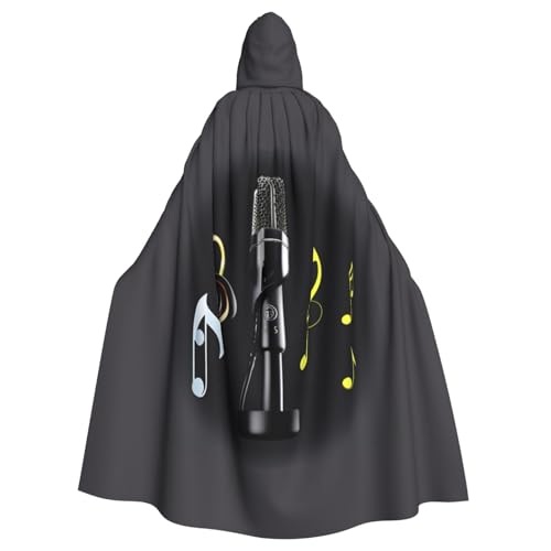 IPPONGET Mikrofon mit Musiknoten-Druck, Karnevals-Umhang mit Kapuze, für Damen und Herren, für Cosplay und Mottopartys von IPPONGET