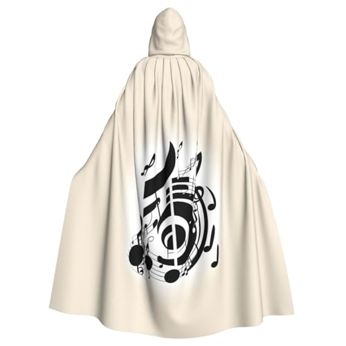 IPPONGET Musiknoten-Druck, Unisex, volle Länge, mit Kapuze, gruseliges Halloween-Kostüm, Zubehör, mittelalterliche Hexe, Vampir IPPONGET Musiknoten-Druck, Unisex, volle Länge, mit Kapuze, gruseliges Halloween-Kostüm, Zubehör, mittelalterliche Hexe, Vampir von IPPONGET