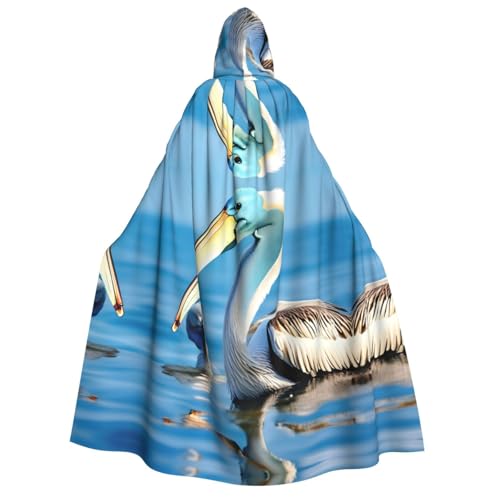 IPPONGET Pelikan-Umhang mit Vogel und blauem Meereshimmel, Unisex, Kapuzenumhang für Erwachsene, für Halloween, Cosplay, Renaissance-Messen von IPPONGET