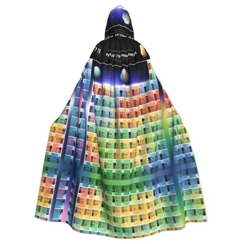 IPPONGET Periodensystem der Elemente, Unisex, volle Länge, mit Kapuze, gruseliges Halloween-Kostüm, Zubehör, Mittelalter-Hexe, Vampir von IPPONGET
