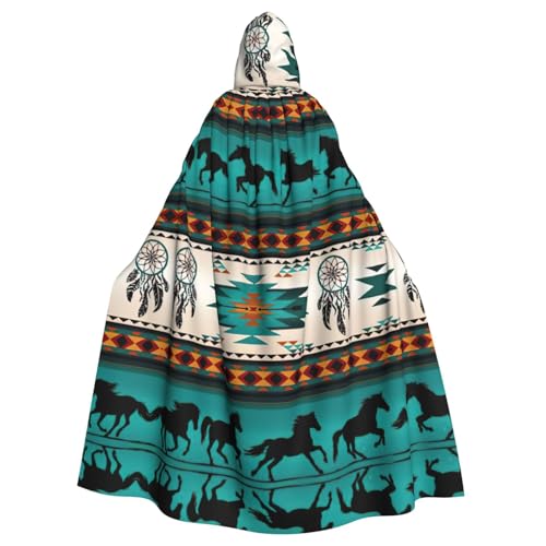 IPPONGET Pferde-Streifen-Muster, Unisex, volle Länge, mit Kapuze, gruseliges Halloween-Kostüm, Zubehör, Mittelalter-Hexe, Vampir von IPPONGET