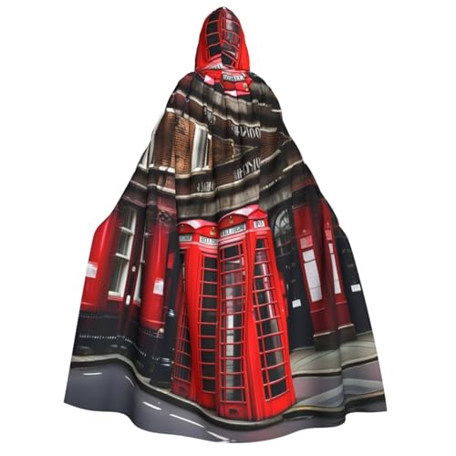 IPPONGET Phone Booth London Street Print Unisex Kapuzenumhang für Erwachsene für Halloween Cosplay Renaissance Messen mit Kapuze von IPPONGET