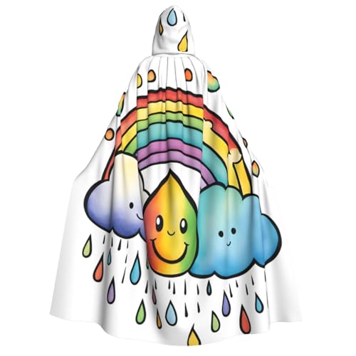 IPPONGET Regenbogen, Wolken, Regentropfen, 1 Druck, Erwachsenen-Umhang mit Kapuze, für Cosplay, Maskerade, Bühnenauftritte, Events, Fiesta-Umhang IPPONGET Regenbogen, Wolken, Regentropfen, 1 Druck, Erwachsenen-Umhang mit Kapuze, für Cosplay, Maskerade, Bühnenauftritte, Events, Fiesta-Umhang von IPPONGET