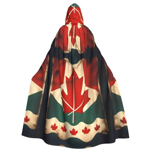 IPPONGET Retro-Kanada-Flagge, Uni, volle Länge, mit Kapuze, gruseliges Halloween-Kostüm, Zubehör, mittelalterliche Hexe, Vampir IPPONGET Retro-Kanada-Flagge, Uni, volle Länge, mit Kapuze, gruseliges Halloween-Kostüm, Zubehör, mittelalterliche Hexe, Vampir von IPPONGET
