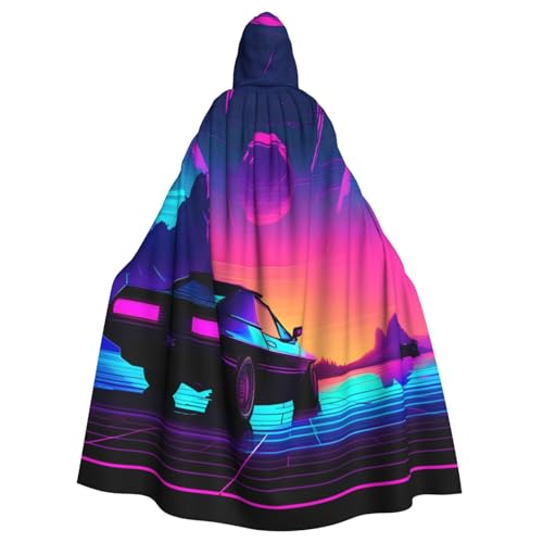 IPPONGET Retrowave Bilderdruck, Unisex, volle Länge, mit Kapuze, gruseliges Halloween-Kostüm, Zubehör, Mittelalter-Hexe, Vampir IPPONGET Retrowave Bilderdruck, Unisex, volle Länge, mit Kapuze, gruseliges Halloween-Kostüm, Zubehör, Mittelalter-Hexe, Vampir von IPPONGET