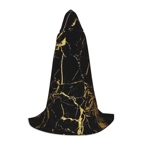 IPPONGET Schwarz-goldener Marmor-Druck, Kapuzenumhang, Karneval, Mottoparty, Dekoration, Vampir, Rollenspiel, Gothic, Cosplay von IPPONGET