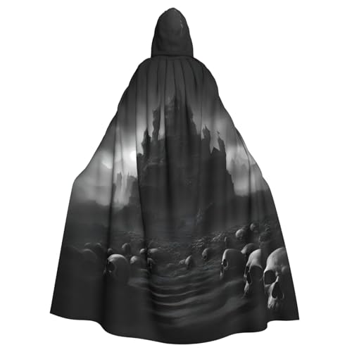 IPPONGET Schwarz-weiße Totenköpfe, Unisex, volle Länge, mit Kapuze, gruseliges Halloween-Kostüm, Zubehör, mittelalterliche Hexe, Vampir IPPONGET Schwarz-weiße Totenköpfe, Unisex, volle Länge, mit Kapuze, gruseliges Halloween-Kostüm, Zubehör, mittelalterliche Hexe, Vampir von IPPONGET