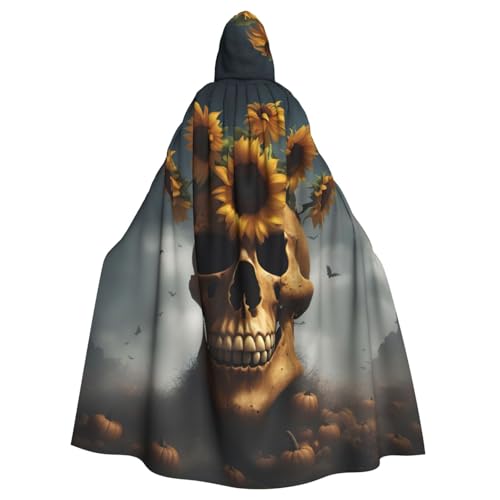 IPPONGET Sonnenblumen-Halloween-Totenkopf-Druck, Karnevals-Umhang mit Kapuze, für Damen und Herren, für Cosplay und Mottopartys IPPONGET Sonnenblumen-Halloween-Totenkopf-Druck, Karnevals-Umhang mit Kapuze, für Damen und Herren, für Cosplay und Mottopartys von IPPONGET