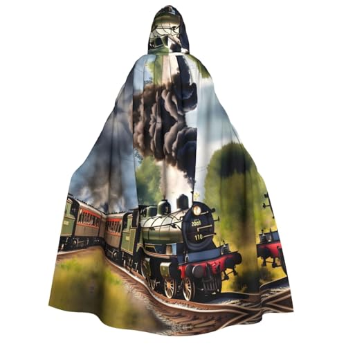 IPPONGET Steam Little Train Print Unisex Kapuzenumhang für Erwachsene für Halloween Cosplay Renaissance Messen mit Kapuze von IPPONGET