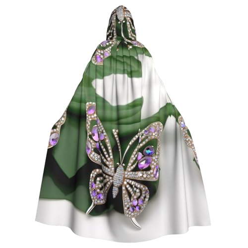 IPPONGET Strass-Schmetterling-Druck, Uni, volle Länge, mit Kapuze, gruseliges Halloween-Kostüm, Zubehör, mittelalterliche Hexe, Vampir IPPONGET Strass-Schmetterling-Druck, Uni, volle Länge, mit Kapuze, gruseliges Halloween-Kostüm, Zubehör, mittelalterliche Hexe, Vampir von IPPONGET