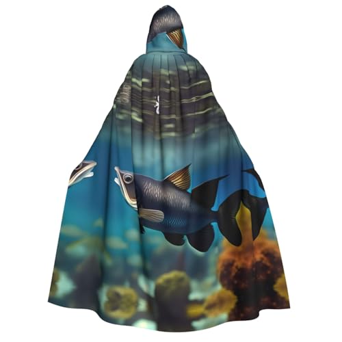 IPPONGET Subaquatic Wels-Aufdruck, Unisex-Kapuzenumhang für Erwachsene, für Halloween, Cosplay, Renaissance-Messen mit Kapuze IPPONGET Subaquatic Wels-Aufdruck, Unisex-Kapuzenumhang für Erwachsene, für Halloween, Cosplay, Renaissance-Messen mit Kapuze von IPPONGET