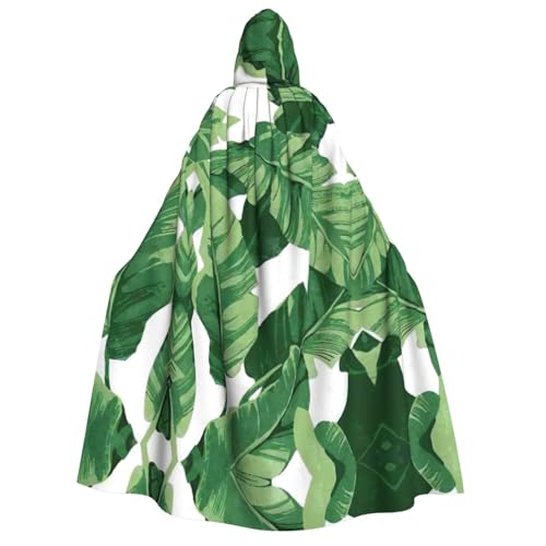 IPPONGET Süßer grüner Palmblatt-Druck, Unisex, Kapuzenumhang für Erwachsene, für Halloween, Cosplay, Renaissance-Messen von IPPONGET