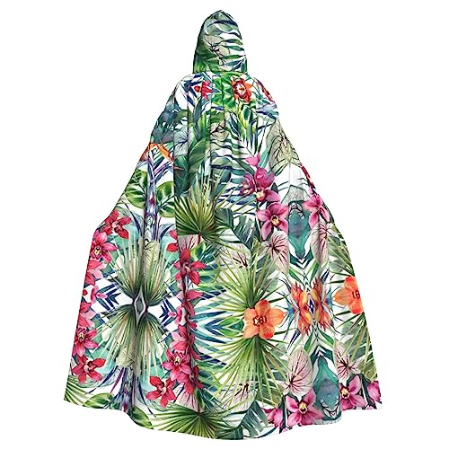 IPPONGET Tropischer Pflanzen-Druck, Unisex, volle Länge, mit Kapuze, gruseliges Halloween-Kostüm, Zubehör, mittelalterliche Hexe, Vampir IPPONGET Tropischer Pflanzen-Druck, Unisex, volle Länge, mit Kapuze, gruseliges Halloween-Kostüm, Zubehör, mittelalterliche Hexe, Vampir von IPPONGET