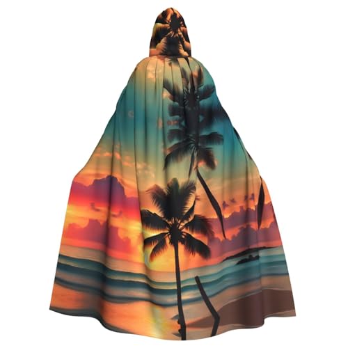 IPPONGET Tropischer Strand, Palmen-Druck, Unisex, volle Länge, mit Kapuze, gruseliges Halloween-Kostüm, Zubehör, mittelalterliche Hexe, Vampir IPPONGET Tropischer Strand, Palmen-Druck, Unisex, volle Länge, mit Kapuze, gruseliges Halloween-Kostüm, Zubehör, mittelalterliche Hexe, Vampir von IPPONGET