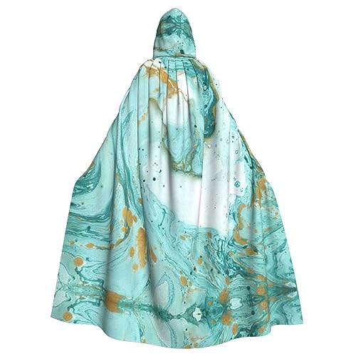 IPPONGET Türkis-Gold-Marmor-Druck, Unisex, volle Länge, mit Kapuze, gruseliges Halloween-Kostüm, Zubehör, mittelalterlicher Hexen-Vampir IPPONGET Türkis-Gold-Marmor-Druck, Unisex, volle Länge, mit Kapuze, gruseliges Halloween-Kostüm, Zubehör, mittelalterlicher Hexen-Vampir von IPPONGET