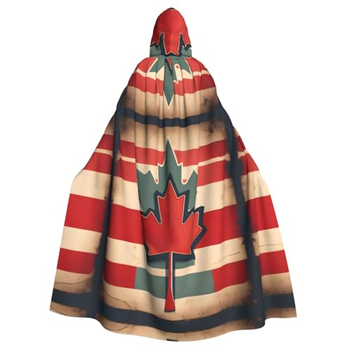 IPPONGET Umhang mit Kanada-Flagge, Retro-Stil, mit Kapuze, für Damen und Herren, für Cosplay und Mottopartys von IPPONGET