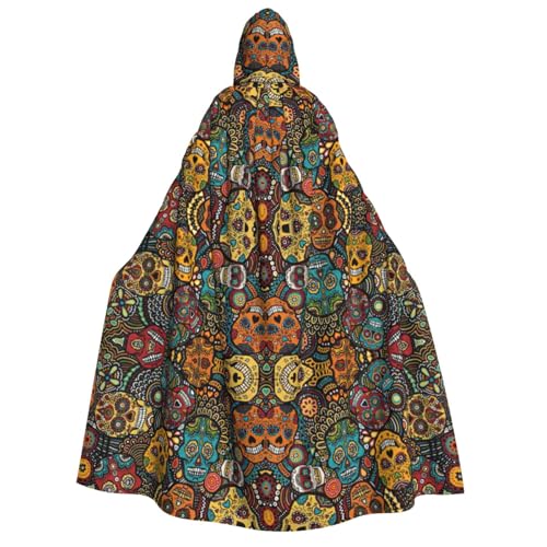 IPPONGET Umhang mit Kapuze für Erwachsene, Motiv: bunte Totenköpfe, für Cosplay, Maskerade, Bühnenauftritte, Events, Fiesta-Umhang IPPONGET Umhang mit Kapuze für Erwachsene, Motiv: bunte Totenköpfe, für Cosplay, Maskerade, Bühnenauftritte, Events, Fiesta-Umhang von IPPONGET