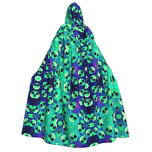 IPPONGET Umhang mit Kapuze für Erwachsene, Unisex, mit Alien-Muster, für Halloween, Cosplay, Renaissance, Messen, Grün IPPONGET Umhang mit Kapuze für Erwachsene, Unisex, mit Alien-Muster, für Halloween, Cosplay, Renaissance, Messen, Grün von IPPONGET