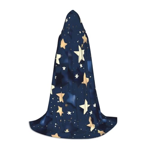 IPPONGET Umhang mit Kapuze und Himmel und Sternen, marineblau, Karneval, Mottoparty, Dekoration, Vampir, Rollenspiel, Gothic, Cosplay von IPPONGET