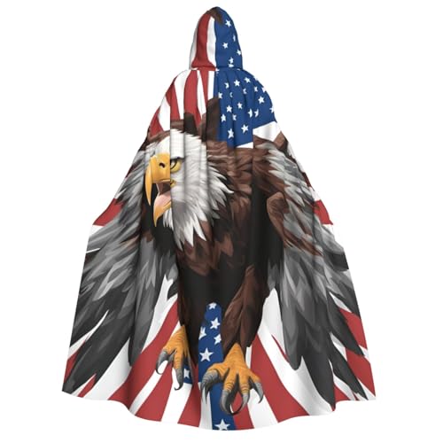 IPPONGET Unisex Kapuzenumhang mit Adler mit USA-Flagge, für Erwachsene, für Halloween, Cosplay, Renaissance-Messen von IPPONGET