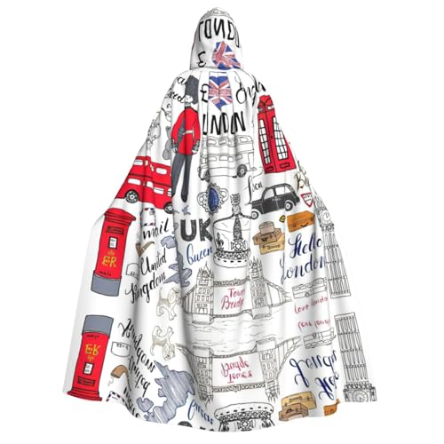 IPPONGET Unisex-Kapuzenumhang mit Aufschrift "I Love London", für Erwachsene, Halloween, Cosplay, Renaissance-Messen von IPPONGET