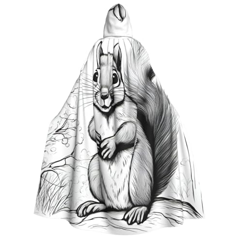 IPPONGET Unisex Kapuzenumhang mit Cartoon-Eichhörnchen-Druck, für Erwachsene, für Halloween, Cosplay, Renaissance-Messen von IPPONGET