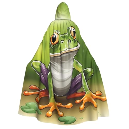 IPPONGET Unisex-Kapuzenumhang mit Cartoon-Frosch-Druck, für Erwachsene, für Halloween, Cosplay, Renaissance-Messen von IPPONGET