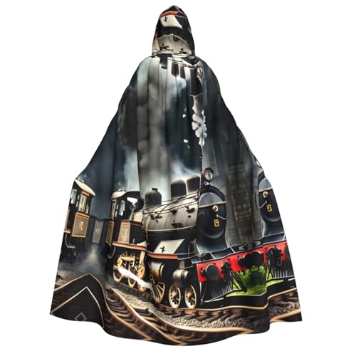 IPPONGET Unisex Kapuzenumhang mit Dampflokomotiven-Zug-Druck, für Erwachsene, für Halloween, Cosplay, Renaissance-Messen IPPONGET Unisex Kapuzenumhang mit Dampflokomotiven-Zug-Druck, für Erwachsene, für Halloween, Cosplay, Renaissance-Messen von IPPONGET